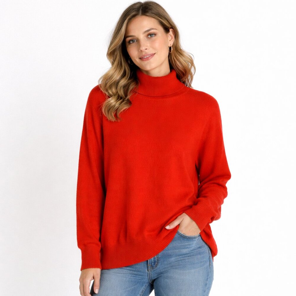Vintage Designers Originals Tomato Red Acrylic Zip Back Sweater SZ S